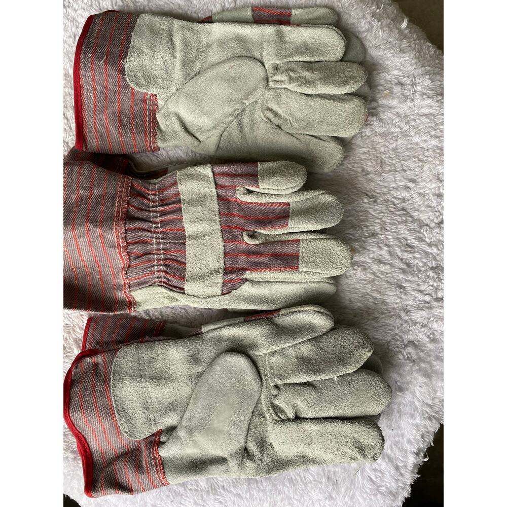 3 Pairs Safety 1201S industry-grade leather palm gloves durable, general- zize L